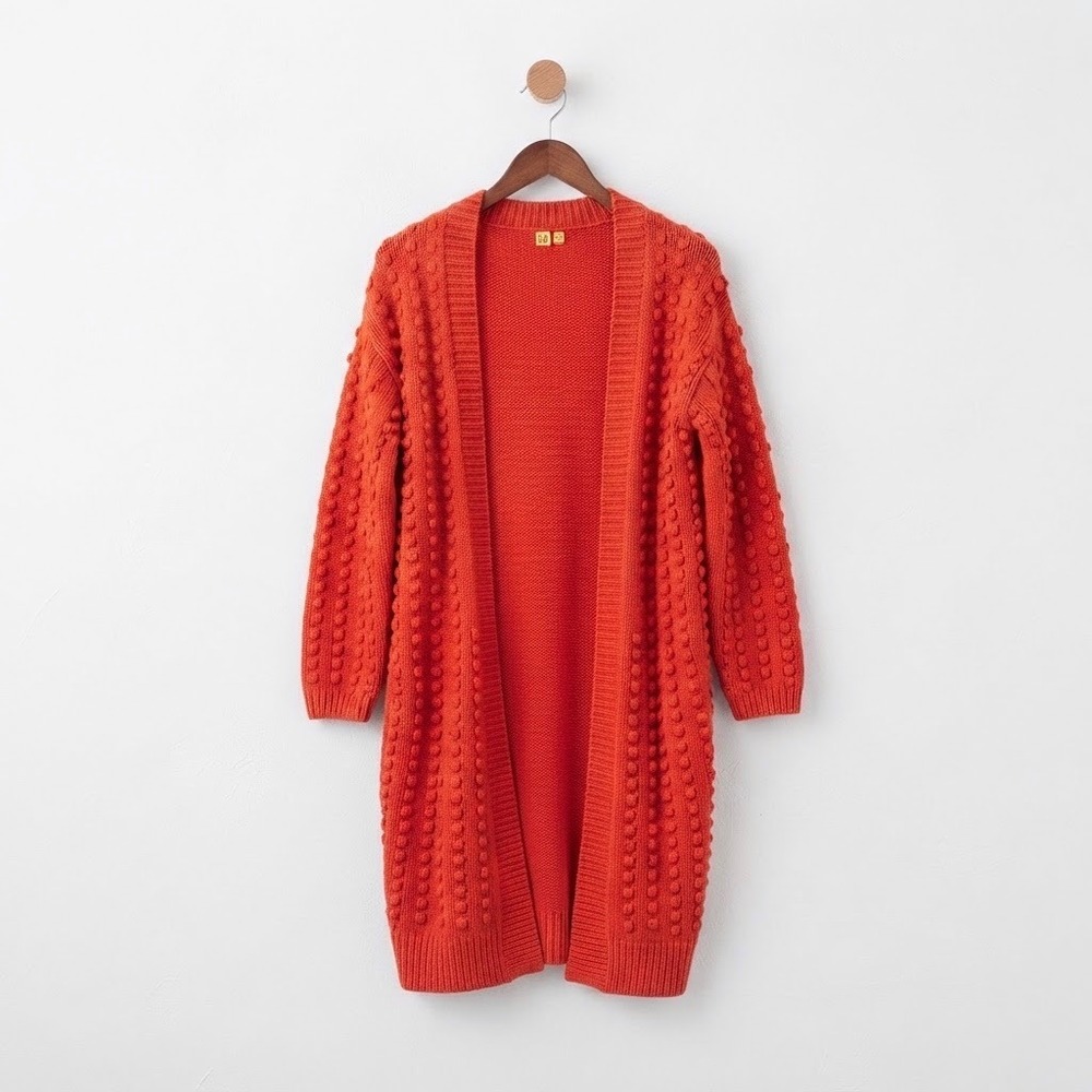LEGO x Target Red Bobble Popcorn Knit Longline Open Front Cardigan Sweater XS